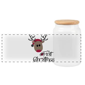 Mon premier Noël - Boîte à biscuits avec couvercle en bois - blanc - Devant