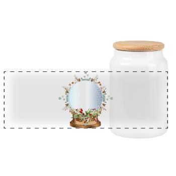 Boule à neige nostalgique vide à étiqueter - Boîte à biscuits avec couvercle en bois - blanc - Devant