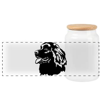 Terre-Neuve Head - Boîte à biscuits avec couvercle en bois - blanc - Devant