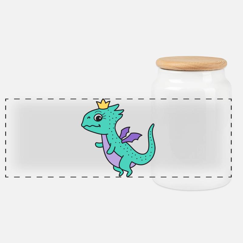 Drache Drachen - Panorama Keksdose mit Holzdeckel - Weiß