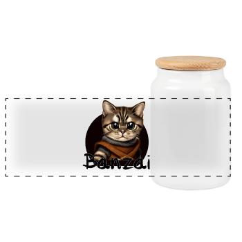 Banzai Katze Weltraumabenteuer - Panorama Keksdose mit Holzdeckel - Weiß - Vorne