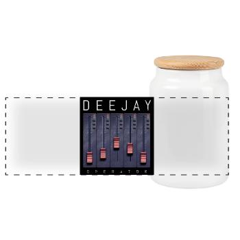 Deejay Operator Fader Design - Panoramic Cookie Jar with Wooden Lid - white - Front