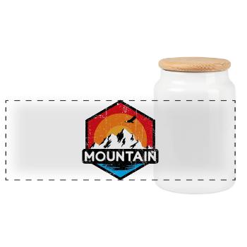 Mountain retro - Panoramic Cookie Jar with Wooden Lid - white - Front