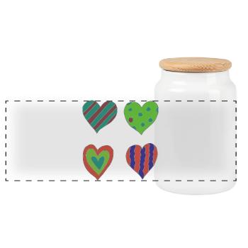Variation cardiaque - Boîte à biscuits avec couvercle en bois - blanc - Devant