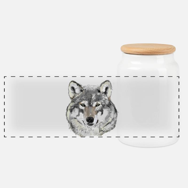 Wolf - Panorama Keksdose mit Holzdeckel - Weiß