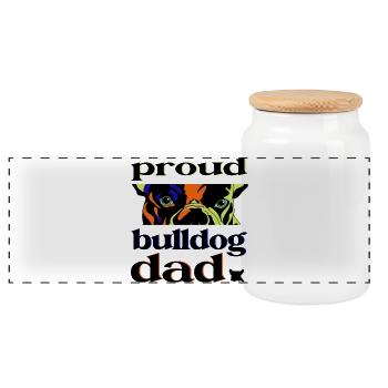 Proud Bulldog Dad Pop Art Design - Boîte à biscuits avec couvercle en bois - blanc - Devant