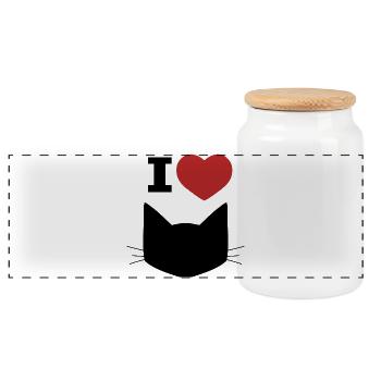 I Love Cats - Panorama Keksdose mit Holzdeckel - Weiß - Vorne