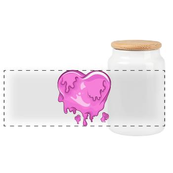 melted heart - Panoramic Cookie Jar with Wooden Lid - white - Front