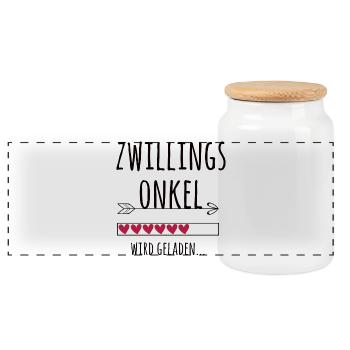 werdender Zwillingsonkel Schwangerschaft Zwillinge - Panorama Keksdose mit Holzdeckel - Weiß - Vorne