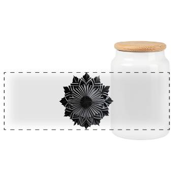 Black Origami Star - Panoramic Cookie Jar with Wooden Lid - white - Front