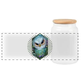 Hibou mignon les oiseaux de la nuit - Boîte à biscuits avec couvercle en bois - blanc - Devant