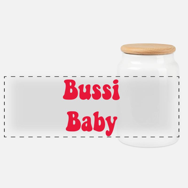Bussy Baby - Panorama Keksdose mit Holzdeckel - Weiß