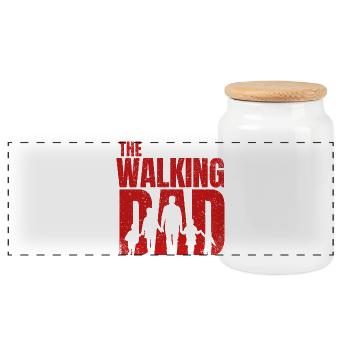 The Walking Dad - Papa marchand enfants (rouge) - Boîte à biscuits avec couvercle en bois - blanc - Devant