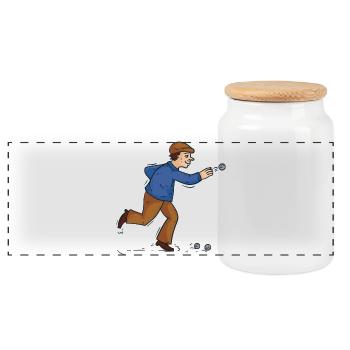 Boules player Boules ball for Bouler Petanque Boule - Panoramic Cookie Jar with Wooden Lid - white - Front