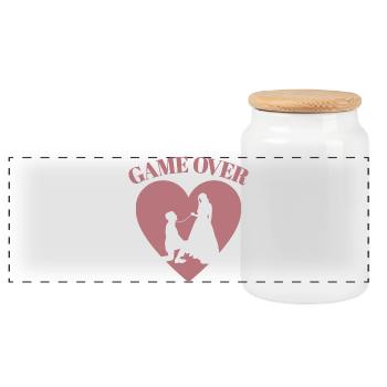 Game Over Funny Bachelorette Party Mariage - Boîte à biscuits avec couvercle en bois - blanc - Devant
