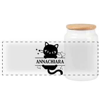 t-shirt Annachiara t-shirt cat gift idea cat - Panoramic Cookie Jar with Wooden Lid - white - Front