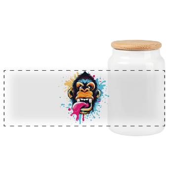 Angry Monkey Splash Urban Street - Panorama Keksdose mit Holzdeckel - Weiß - Vorne