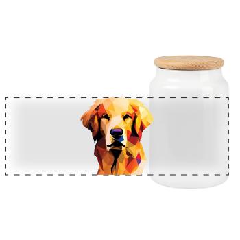 Golden Retriever Dog Polygon - Panoramic Cookie Jar with Wooden Lid - white - Front