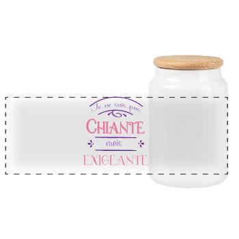 je ne suis pas chiante mais exigeante - Boîte à biscuits avec couvercle en bois - blanc - Devant
