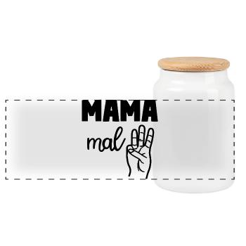 Mama mal Drei Mom of Three 3 Mama - Panorama Keksdose mit Holzdeckel - Weiß - Vorne