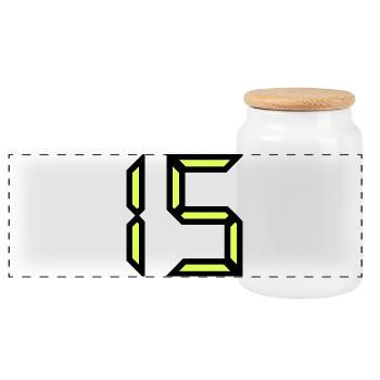 15 YEARS. 15. 15th ANNIVERSARY. BIRTHDAY 15 YEARS. - Panoramic Cookie Jar with Wooden Lid - white - Front