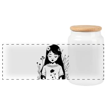 Abstract Cosmic Wave Pattern Tee - Panoramic Cookie Jar with Wooden Lid - white - Front