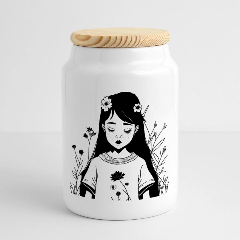 Abstract Cosmic Wave Pattern Tee Panoramic Cookie Jar with Wooden Lid