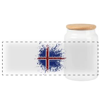 Flag of Iceland grunge, Icelandic pride - Panoramic Cookie Jar with Wooden Lid - white - Front