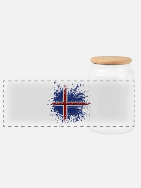 Flagge von Island Grunge, Isländischer Stolz - Panorama Keksdose mit Holzdeckel - Weiß