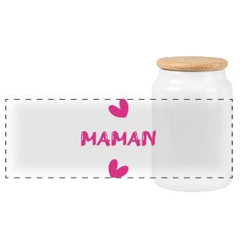 MAMAN. FÊTE DES MÈRES. BONNE FÊTE MAMAN. JE T'AIME - Boîte à biscuits avec couvercle en bois - blanc - Devant