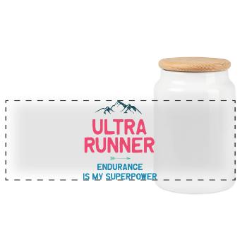 Ultra Runner - Endurance is My Superpower - Panoramic Cookie Jar with Wooden Lid - white - Front