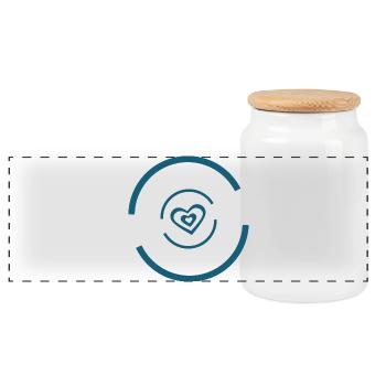 blue heart valentine's day - Panoramic Cookie Jar with Wooden Lid - white - Front