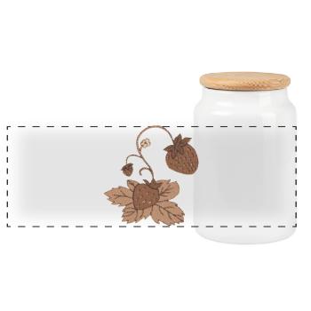 erdbeere sepia - Panorama Keksdose mit Holzdeckel - Weiß - Vorne