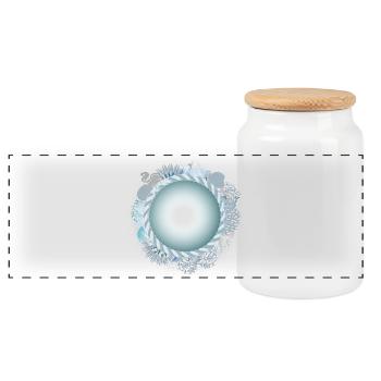 maritime frame with rope and coral reef look - Panoramic Cookie Jar with Wooden Lid - white - Front