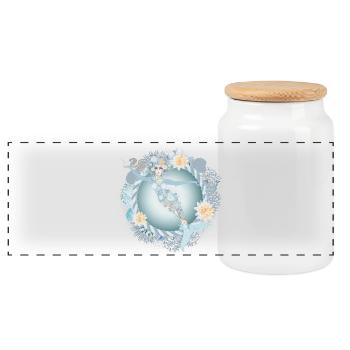 beautiful mermaid in a maritime setting - Panoramic Cookie Jar with Wooden Lid - white - Front