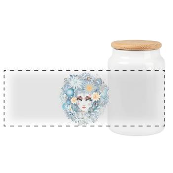 Mermaid portrait in cool pastel colors - Panoramic Cookie Jar with Wooden Lid - white - Front