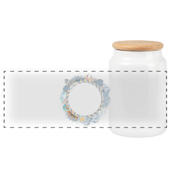 maritime pastel frame in coral reef look - Panoramic Cookie Jar with Wooden Lid - white - Front