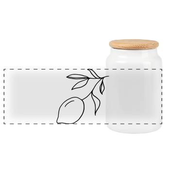 Lemon branch - Panoramic Cookie Jar with Wooden Lid - white - Front