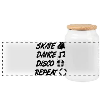 Skating, Dancing, Disco, Repeat - Panoramic Cookie Jar with Wooden Lid - white - Front