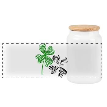 Trèfles, bonheur - Boîte à biscuits avec couvercle en bois - blanc - Devant