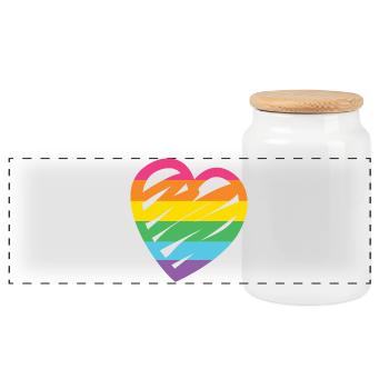 LGBTQ Rainbow Heart - Panoramic Cookie Jar with Wooden Lid - white - Front