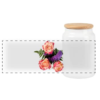 Bouquet de roses à la lueur lavande - Boîte à biscuits avec couvercle en bois - blanc - Devant