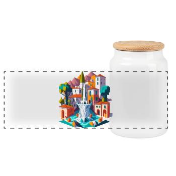 Place du village andalou - Boîte à biscuits avec couvercle en bois - blanc - Devant