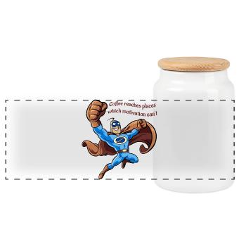 Captain Coffee Koffein Humor Spruch - Panorama Keksdose mit Holzdeckel - Weiß - Vorne