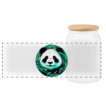 Panda - Panoramic Cookie Jar with Wooden Lid - white - Front