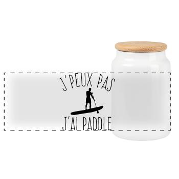 J'peux pas j'ai paddle - Sports nautiques - Boîte à biscuits avec couvercle en bois - blanc - Devant