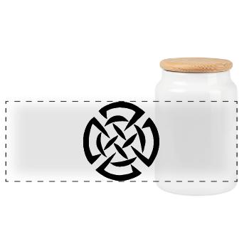 Black Celtic Graffiti - Panoramic Cookie Jar with Wooden Lid - white - Front