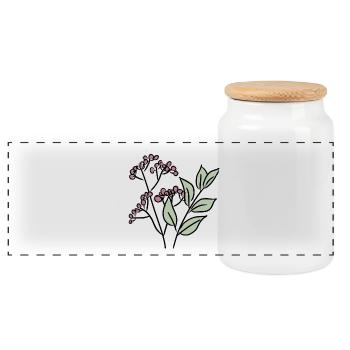 Feuilles et baies - Boîte à biscuits avec couvercle en bois - blanc - Devant