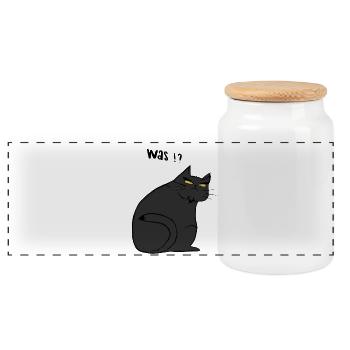 What - Panoramic Cookie Jar with Wooden Lid - white - Front