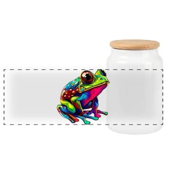Frosch - Panorama Keksdose mit Holzdeckel - Weiß - Vorne
